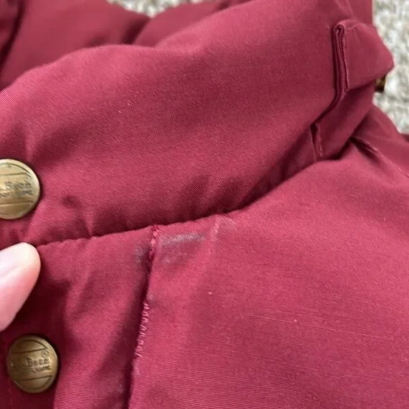 Vintage 80s LLbean Winter Insulated Burgundy Winter Snow Ski Jacket Coat L - Picture 14 of 15